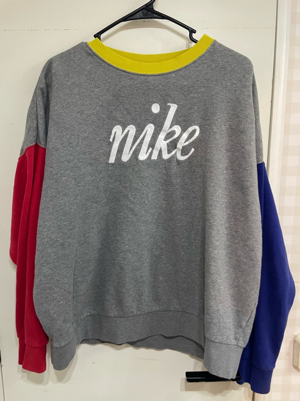 Nike Colorblock 80s Athleisure sweater L crewneck pullover cotton blend